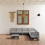 NNEVL 8 Piece Garden Lounge Set Grey Solid Pinewood