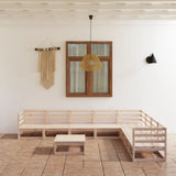 NNEVL 9 Piece Garden Lounge Set Solid Pinewood