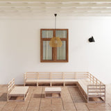 NNEVL 12 Piece Garden Lounge Set Solid Pinewood