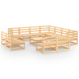 NNEVL 12 Piece Garden Lounge Set Solid Pinewood