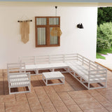 NNEVL 10 Piece Garden Lounge Set White Solid Pinewood