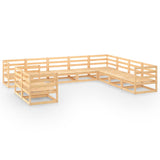 NNEVL 10 Piece Garden Lounge Set Solid Pinewood