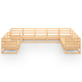 NNEVL 10 Piece Garden Lounge Set Solid Pinewood