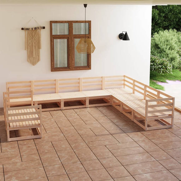 NNEVL 10 Piece Garden Lounge Set Solid Pinewood