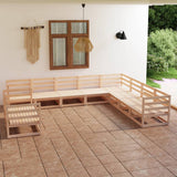 NNEVL 10 Piece Garden Lounge Set Solid Pinewood