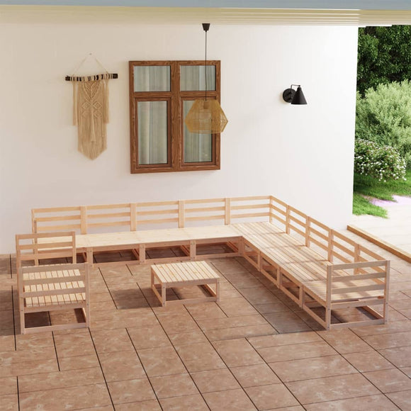 NNEVL 12 Piece Garden Lounge Set Solid Pinewood