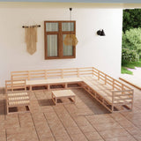 NNEVL 12 Piece Garden Lounge Set Solid Pinewood