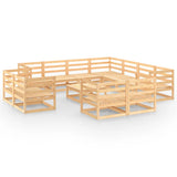 NNEVL 12 Piece Garden Lounge Set Solid Pinewood