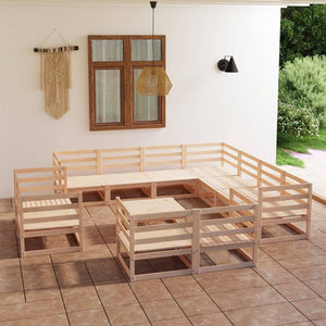 NNEVL 12 Piece Garden Lounge Set Solid Pinewood