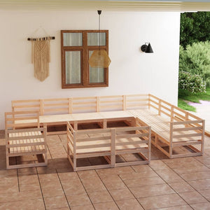 NNEVL 12 Piece Garden Lounge Set Solid Pinewood