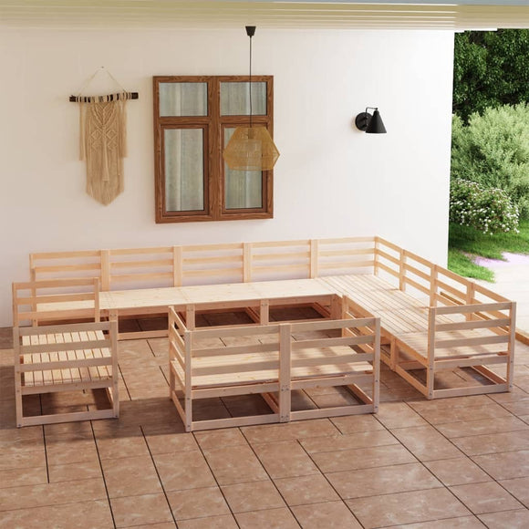 NNEVL 12 Piece Garden Lounge Set Solid Pinewood