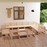 NNEVL 13 Piece Garden Lounge Set Solid Pinewood