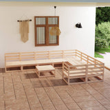 NNEVL 10 Piece Garden Lounge Set Solid Pinewood