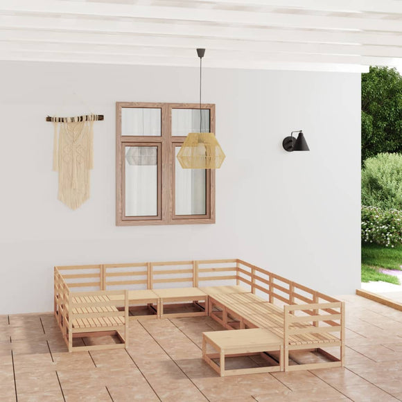 NNEVL 11 Piece Garden Lounge Set Solid Pinewood