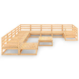NNEVL 12 Piece Garden Lounge Set Solid Pinewood