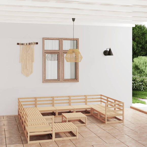 NNEVL 13 Piece Garden Lounge Set Solid Pinewood