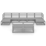 NNEVL 9 Piece Garden Lounge Set Solid Pinewood