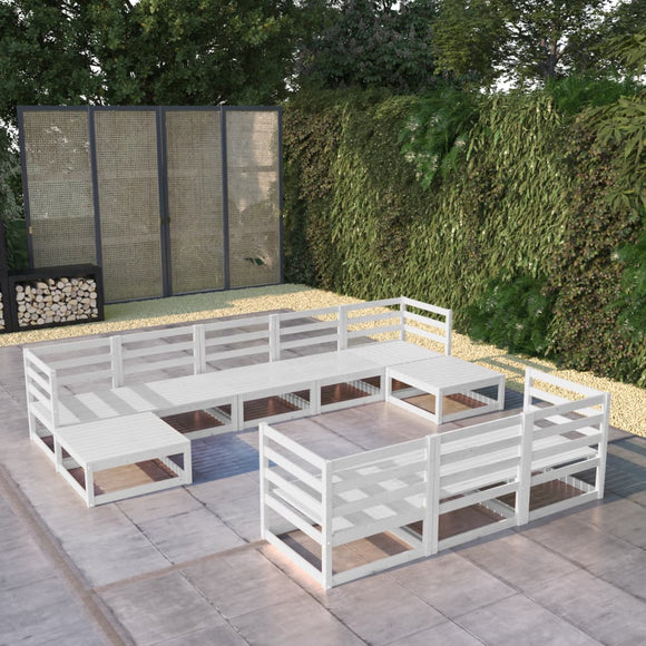 NNEVL 10 Piece Garden Lounge Set Solid Pinewood