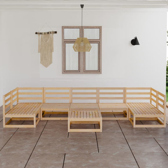 NNEVL 8 Piece Garden Lounge Set Solid Pinewood