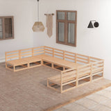 NNEVL 9 Piece Garden Lounge Set Solid Pinewood