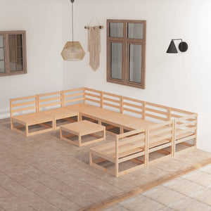 NNEVL 10 Piece Garden Lounge Set Solid Pinewood