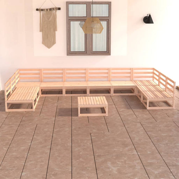 NNEVL 11 Piece Garden Lounge Set Solid Pinewood