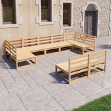 NNEVL 9 Piece Garden Lounge Set Solid Pinewood