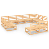 NNEVL 11 Piece Garden Lounge Set Solid Pinewood