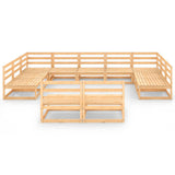 NNEVL 11 Piece Garden Lounge Set Solid Pinewood