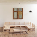 NNEVL 11 Piece Garden Lounge Set Solid Pinewood