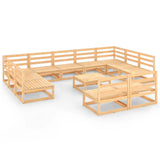 NNEVL 12 Piece Garden Lounge Set Solid Pinewood