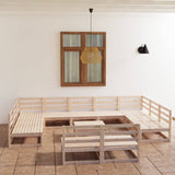 NNEVL 12 Piece Garden Lounge Set Solid Pinewood