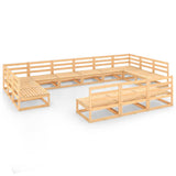 NNEVL 13 Piece Garden Lounge Set Solid Pinewood