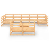 NNEVL 10 Piece Garden Lounge Set Solid Pinewood