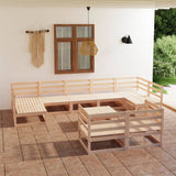 NNEVL 10 Piece Garden Lounge Set Solid Pinewood