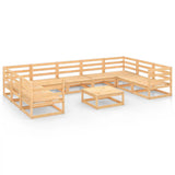NNEVL 10 Piece Garden Lounge Set Solid Pinewood