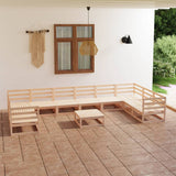 NNEVL 11 Piece Garden Lounge Set Solid Pinewood