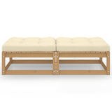NNEVL Garden Footstools with Cushions 2 pcs Solid Wood Pine