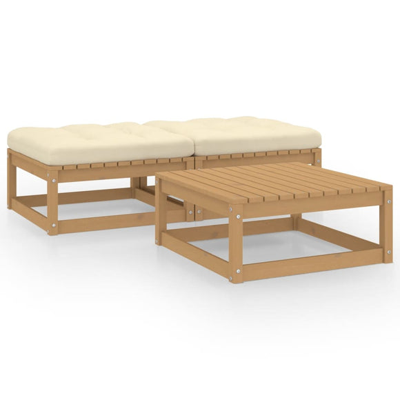 NNEVL 3 Piece Garden Lounge Set with Cushions Solid Pinewood