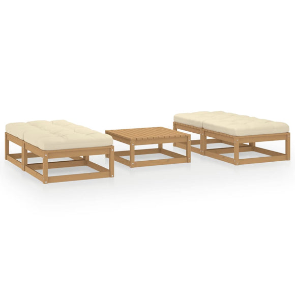 NNEVL 5 Piece Garden Lounge Set with Cushions Solid Pinewood