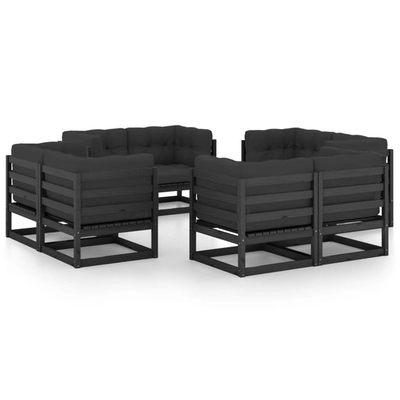 NNEVL 8 Piece Garden Lounge Set with Cushions Solid Pinewood