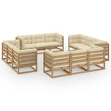 NNEVL 13 Piece Garden Lounge Set with Cushions Solid Pinewood