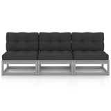 NNEVL 3-Seater Sofa with Cushions Solid Pinewood