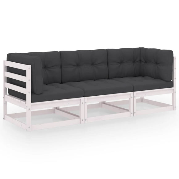NNEVL 3-Seater Garden Sofa with Cushions Solid Pinewood