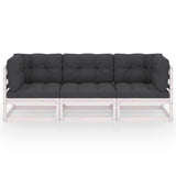 NNEVL 3-Seater Garden Sofa with Cushions Solid Pinewood