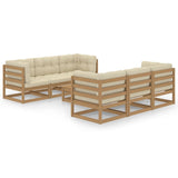 NNEVL 7 Piece Garden Lounge Set with Cushions Solid Pinewood