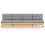 NNEVL 4-Seater Sofa with Cushions Solid Pinewood