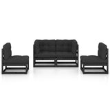 NNEVL 4 Piece Garden Lounge Set with Cushions Solid Pinewood