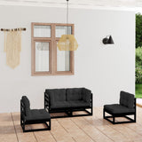 NNEVL 4 Piece Garden Lounge Set with Cushions Solid Pinewood