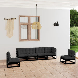 NNEVL 6 Piece Garden Lounge Set with Cushions Solid Pinewood